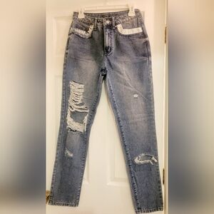 Flamingo distressed jeans with pocket detail Size XS medium blue. Never worn.